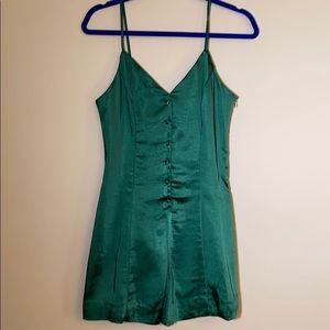 NWT Satin Green Romper - editorial